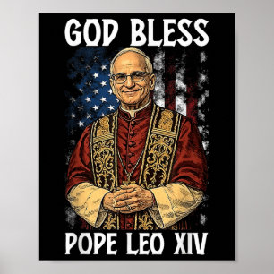 Poster Dieu Béni Nouveau Pape Léon Xiv Église catholique