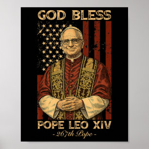 Poster Dieu Béni Pape Leo Xiv Robert Francis Prevost Amer