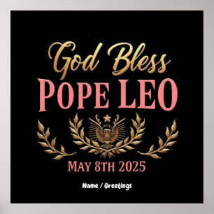 Poster Dieu bénisse le pape Léo Célébrer le nouveau pape 
