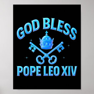 Poster Dieu bénisse le pape Leo Xiv Retro Vintages cathol