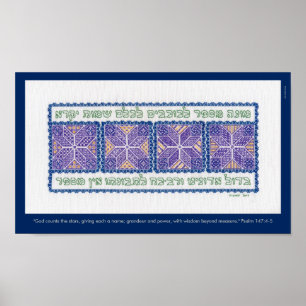 Poster "Dieu compte les étoiles" Psaume 147:4-5, traducti
