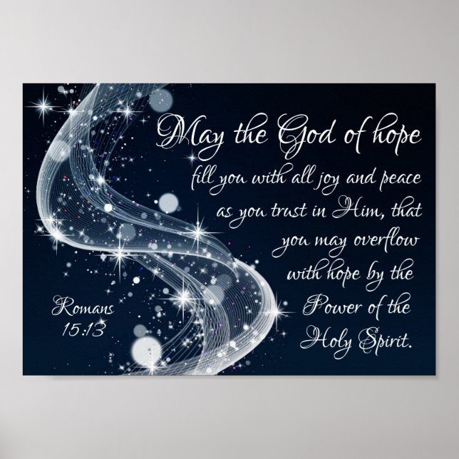 Poster Dieu de l'espérance, Romains 15:13 Verse de la Bib (Devant)
