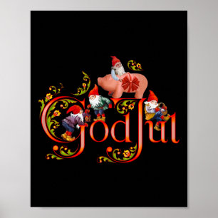 Poster Dieu de Noël scandinave Jul Marzipan Pig