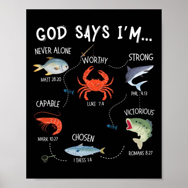 Poster Dieu Dit Que Je Pêche Christian Fisher Bible Verse (Devant)