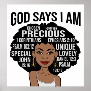 Poster Dieu dit que je suis Black Christian Femmes Melani