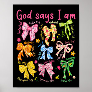 Poster Dieu Dit Que Je Suis Coquette Bow Floral Christian