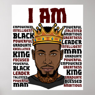 Poster Dieu dit que je suis le roi noir Melanin homme Bru