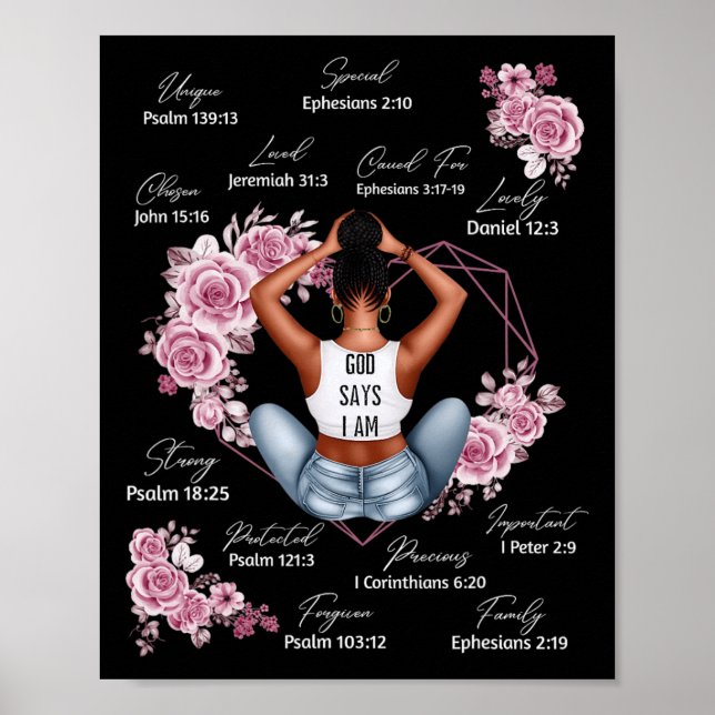 Poster Dieu Dit Que Je Suis Melanin Black History Mois Af (Devant)