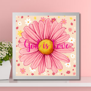 Poster Dieu est amour Colorful Sunflower Bible Citation