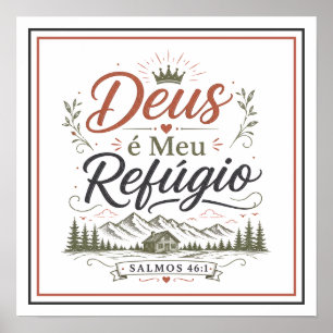 Poster Dieu est Mon Refuge Phrase Motivante Chrétienne