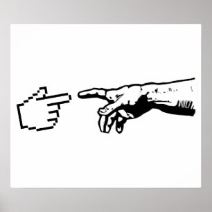 Poster Dieu et les mains de machine