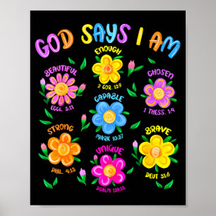 Poster Dieu floral dit que je suis verset biblique chréti