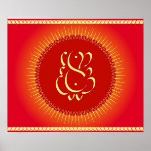 Poster Dieu Ganesha avec rayons du soleil