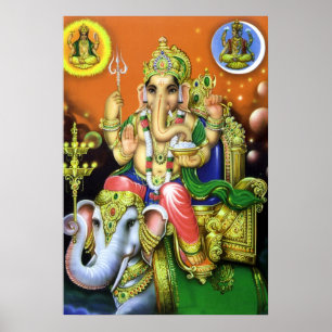 Poster Dieu Ganesha sur l'éléphant