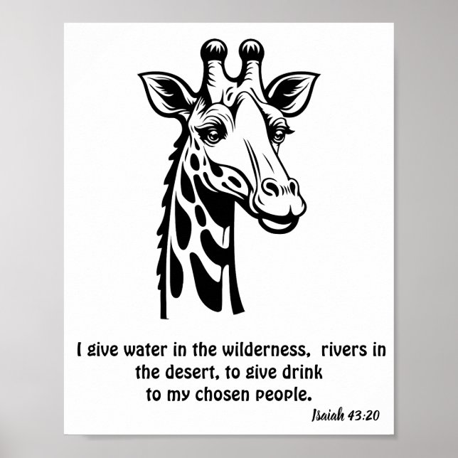 Poster Dieu girafe donnera de l'eau dans le désert (Devant)