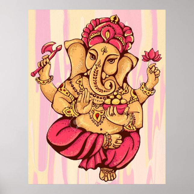 Poster Dieu hindou Lord Ganesh Ganesha Bonheur Richesse D (Devant)