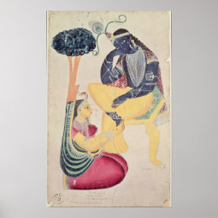 Poster Dieu Krishna avec son amour mortel, Radha