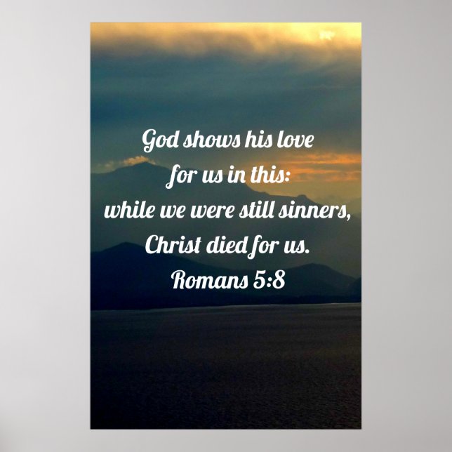 Poster Dieu Nous Montre Son Amour Romains 5:8 (Devant)