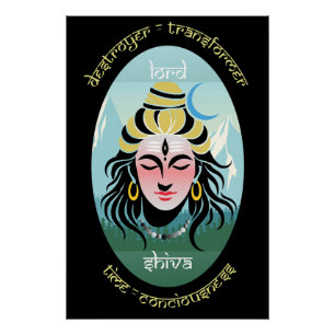Poster Dieux de l'Inde Série d'art - Seigneur Shiva