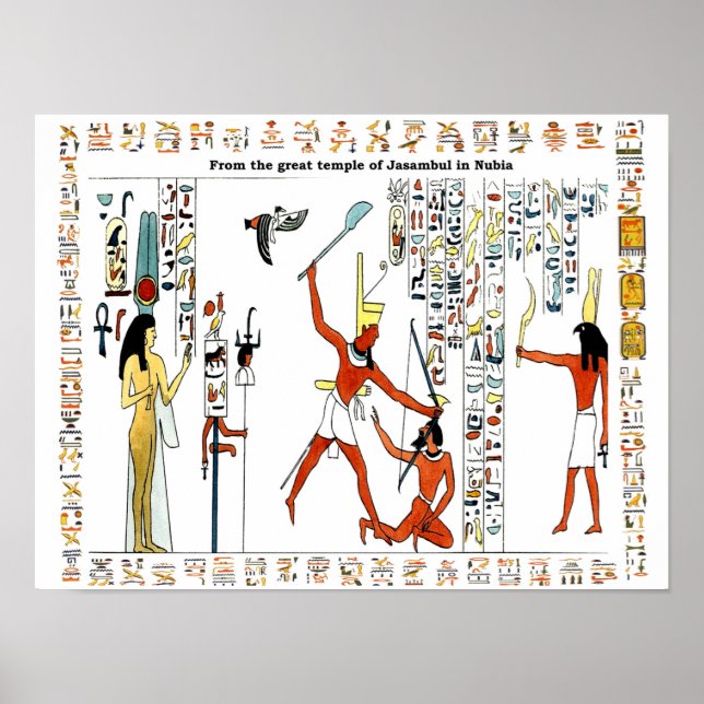 Poster Dieux égyptiens et hiéroglyphes images (Devant)