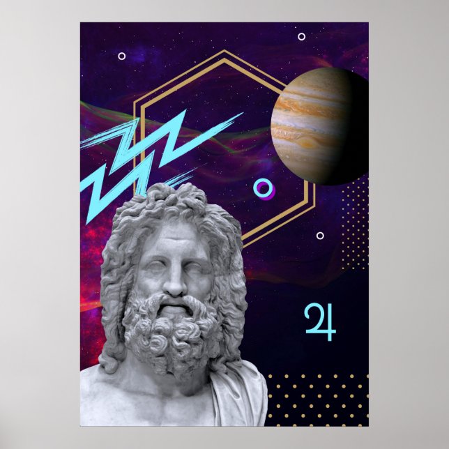Poster Dieux et planètes antiques : Jupiter (gr Zeus) (Devant)