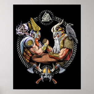 Poster Dieux Norse Odin Thor Lutte Arm