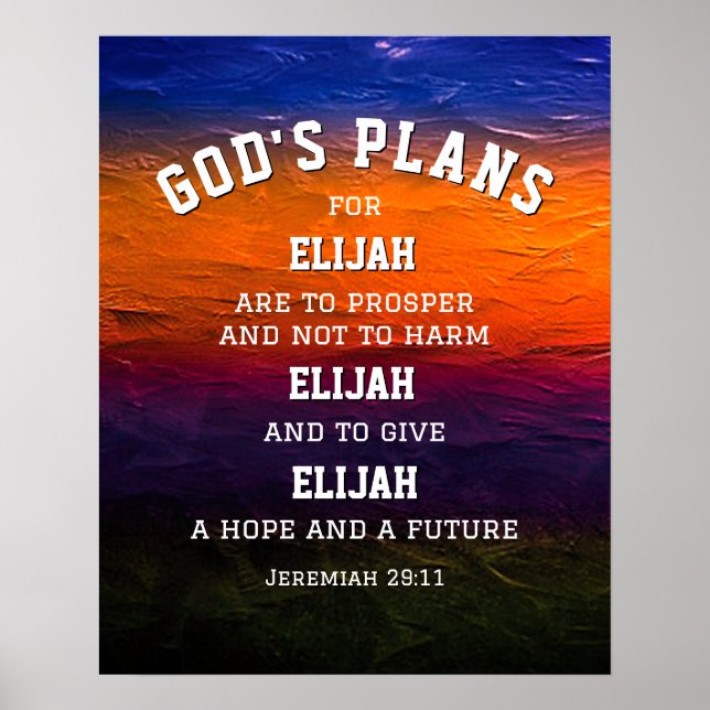 Poster DIEUX PERSONNALISÉS PLANS Jérémie 29:11 Chrétien (Devant)