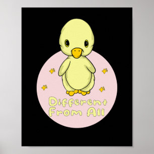Poster Différent De Tous Kawaii Baby Duck Jaune & Rose