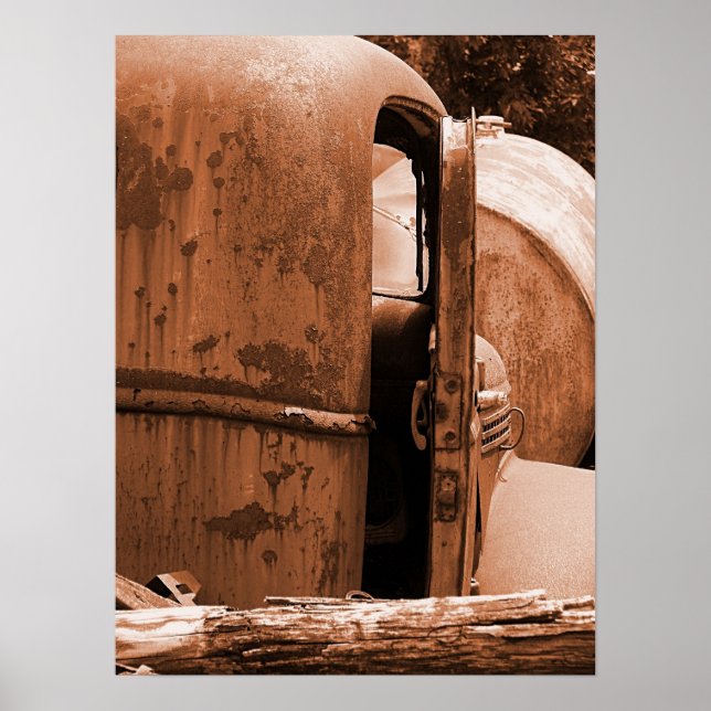 Poster Différentes vues de Vieux Camion à Sepia (Devant)