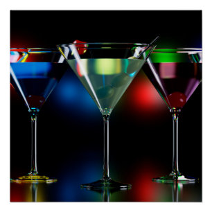 Poster Différents cocktails dans des lunettes à martini é