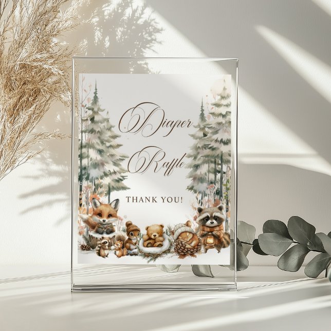 Poster DIFFÉRENTS Raffle SIGNE Hiver Aquarelle Animaux (Créateur téléchargé)