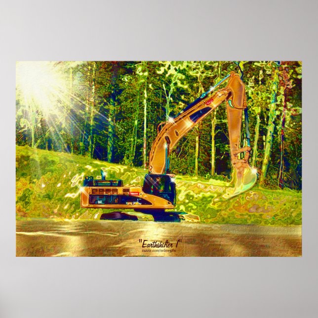 Poster Digger d'excavateur géomoteur avec projecteur avan (Devant)