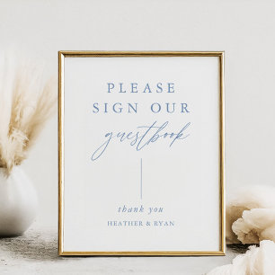 Poster Digital Dusty Blue Calligraphy Signer Notre Livre 