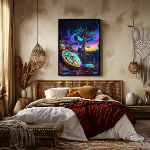 Poster Dilation Futuriste Du Temps - Rêve De Néon Surréal