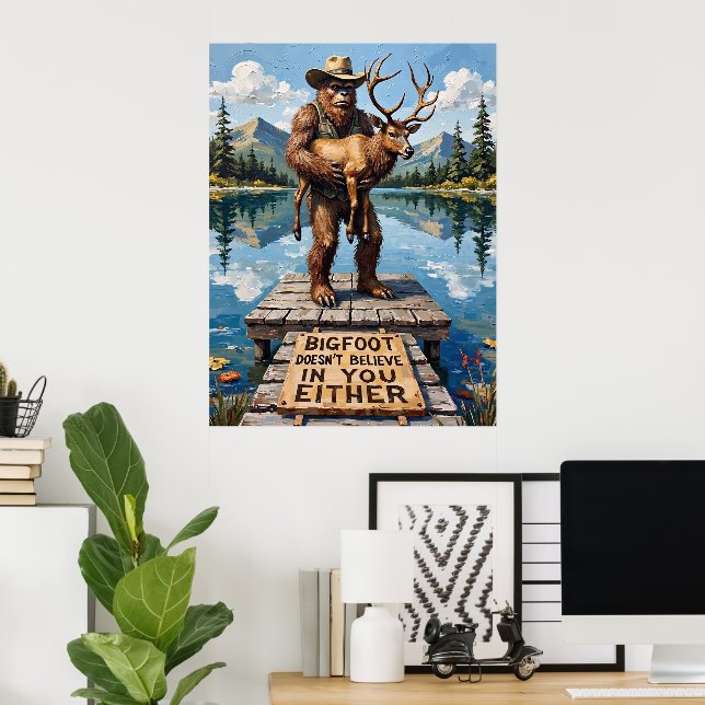 Poster Dilemme au bord du quai : Sasquatch et l'élan (Bureau à domicile)