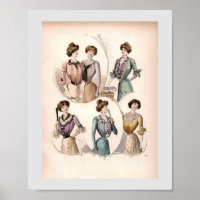 Poster d'illustration de mode Vintage de la dame E