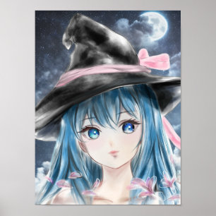 Poster d'illustration d'Halloween Fairy Girl Anime
