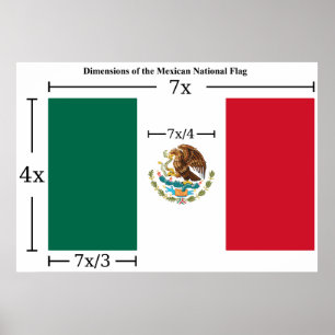 Poster Dimensions du drapeau national du Mexique