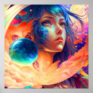 Poster Dimensions Enfant - Colorée Femme Mur Art Imprimer
