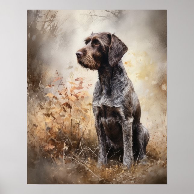 Poster d'impression À poils durs allemand Dog Art (Devant)