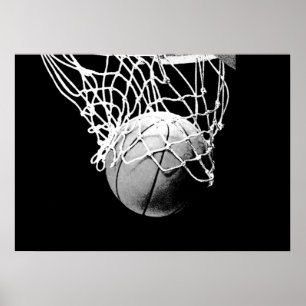 Poster d'impression Black White Basketball Ball & 
