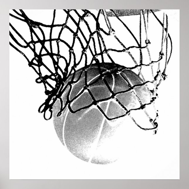 Poster d'impression carré Basketball & Net Ball (Devant)