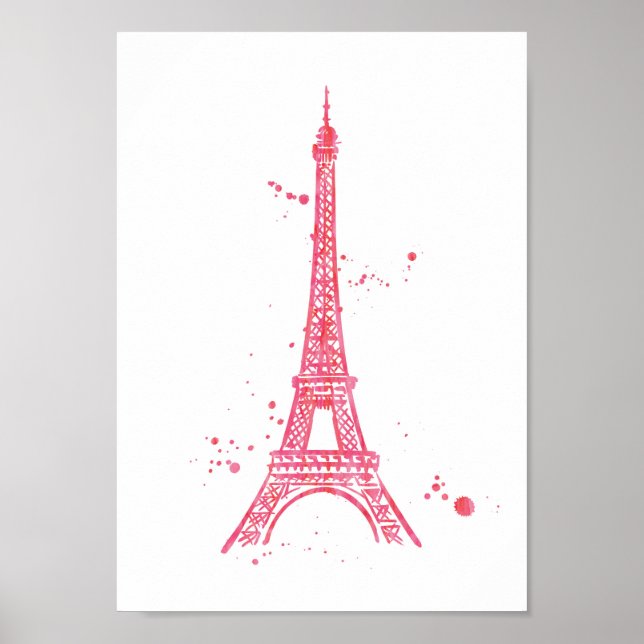 Poster d'impression couleur rose Eiffel Tower (Devant)