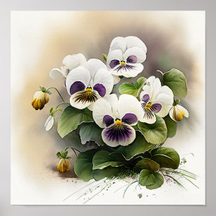 Poster d'impression d'art à la Fleur de Violas Bla