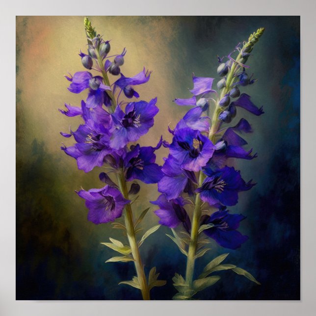 Poster d'impression d'art de la fleur de Larkspur  (Devant)