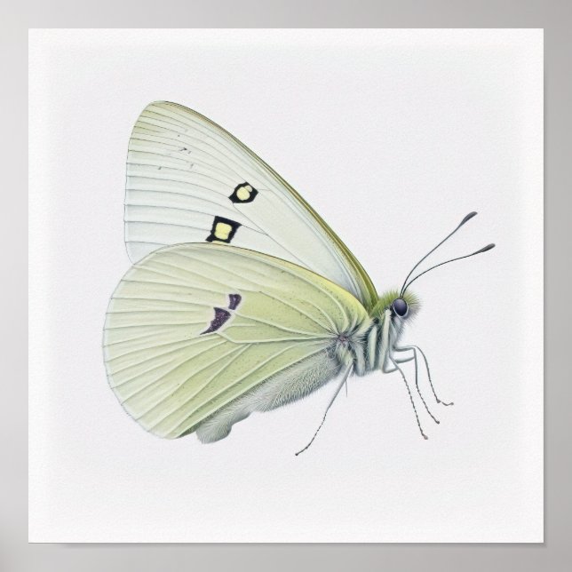 Poster d'impression d'Art Papillon Chou Blanc (Devant)
