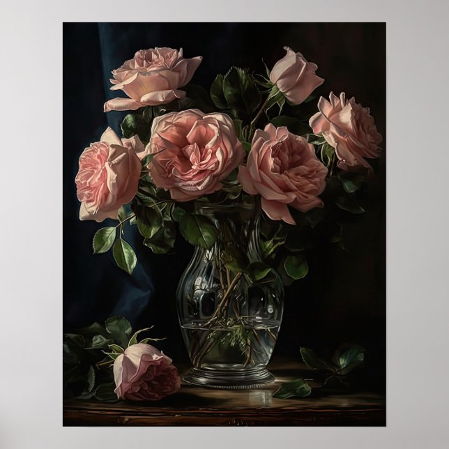 Poster d'impression d'art rose Fleurs de rose (Devant)