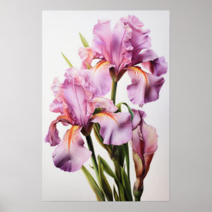 Poster d'impression d'art rose Irises