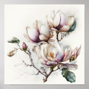 Poster d'impression d'art rose Magnolias