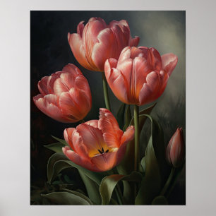 Poster d'impression d'art rose Tulip Fleurs